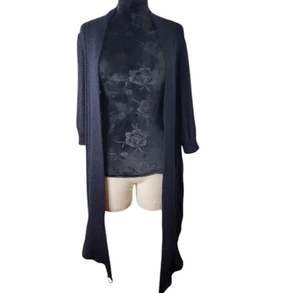 Moth By Anthropology Rib Knit Sweater Cardigan Black Large